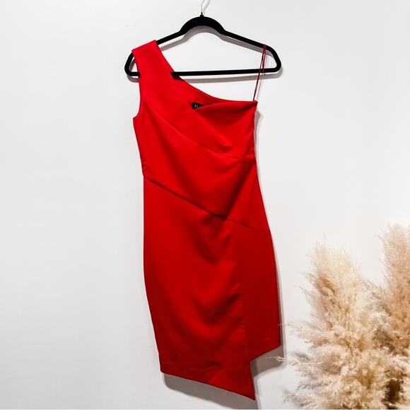 HANEY for FWRD Margot Dress Asymmetric One-Shoulder Size 4 in Red NWT - Picture 10 of 16